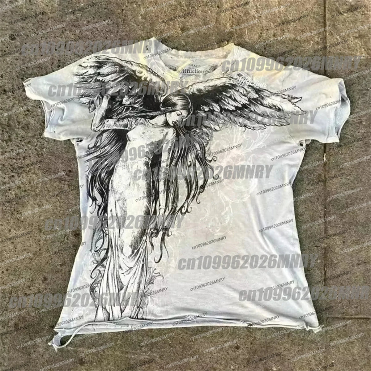 New High Street Kid Shirts Y2K Mens Graphic Print Oversized T Shirt Harajuku Gothic Round Neck Cotton Tops New Mens T Shirt
