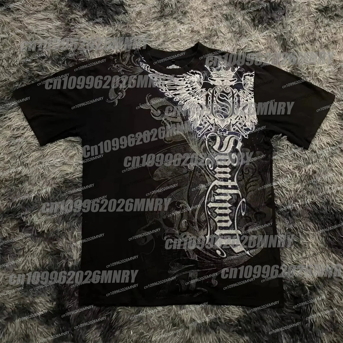 New High Street Kid Shirts Y2K Mens Graphic Print Oversized T Shirt Harajuku Gothic Round Neck Cotton Tops New Mens T Shirt