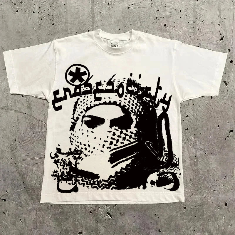 Summer Classic Y2K Gothic Style T-shirt Print Oversized T Shirt High Street Shirts Round Neck Cotton Tops Mens Women T Shirt Tee