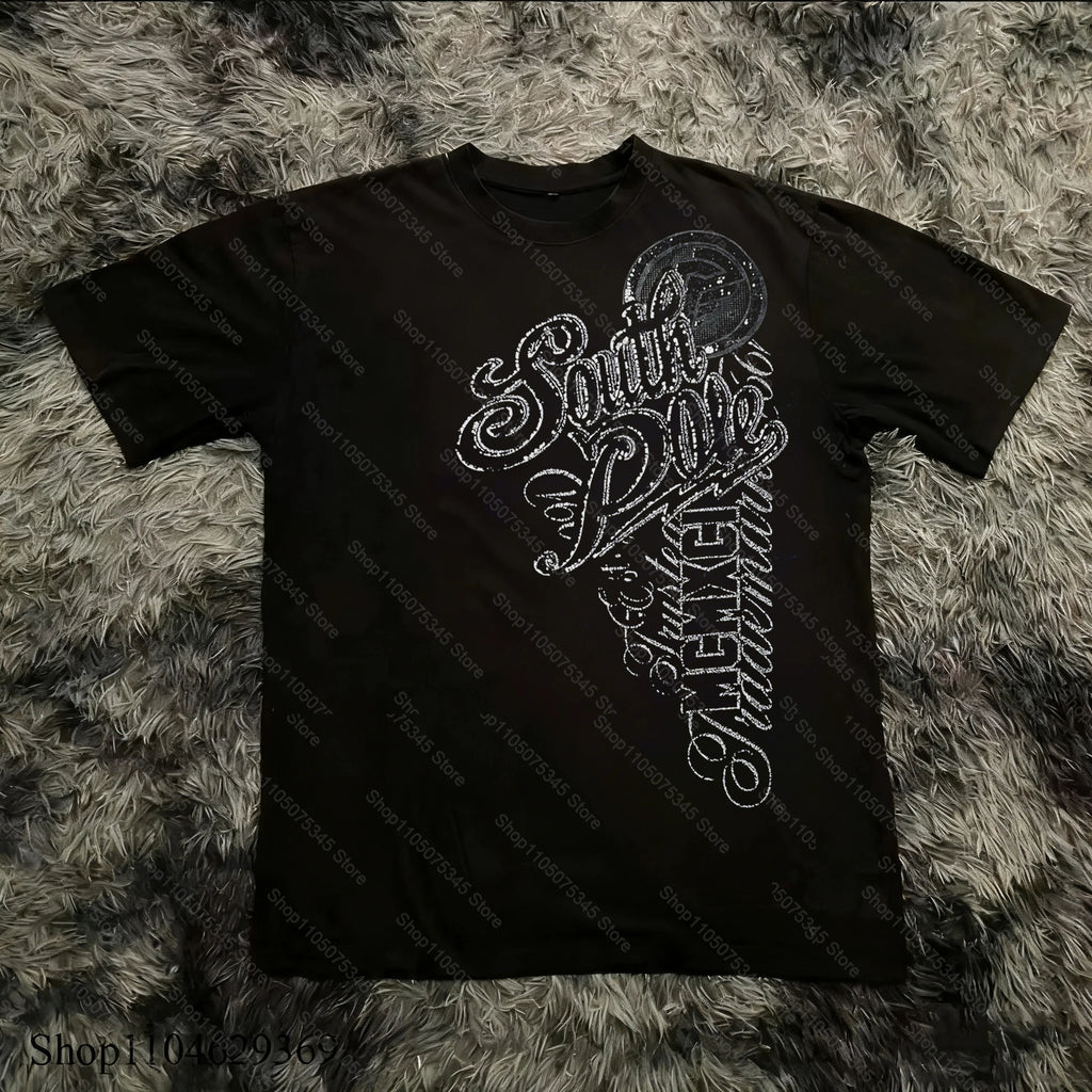 Classic Y2K Gothic Style T-shirt Print Oversized T Shirt High Street Shirts Gothic Round Neck Cotton Tops New Mens Women T Shirt