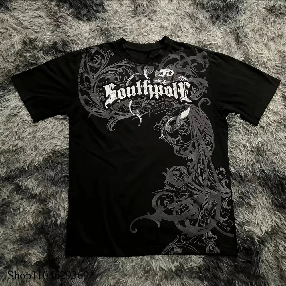 2026 Summer Classic Y2K Gothic Style T-shirt Print High Street Shirts Gothic Round Neck Cotton Tops New Mens Womens Kids T-shirt