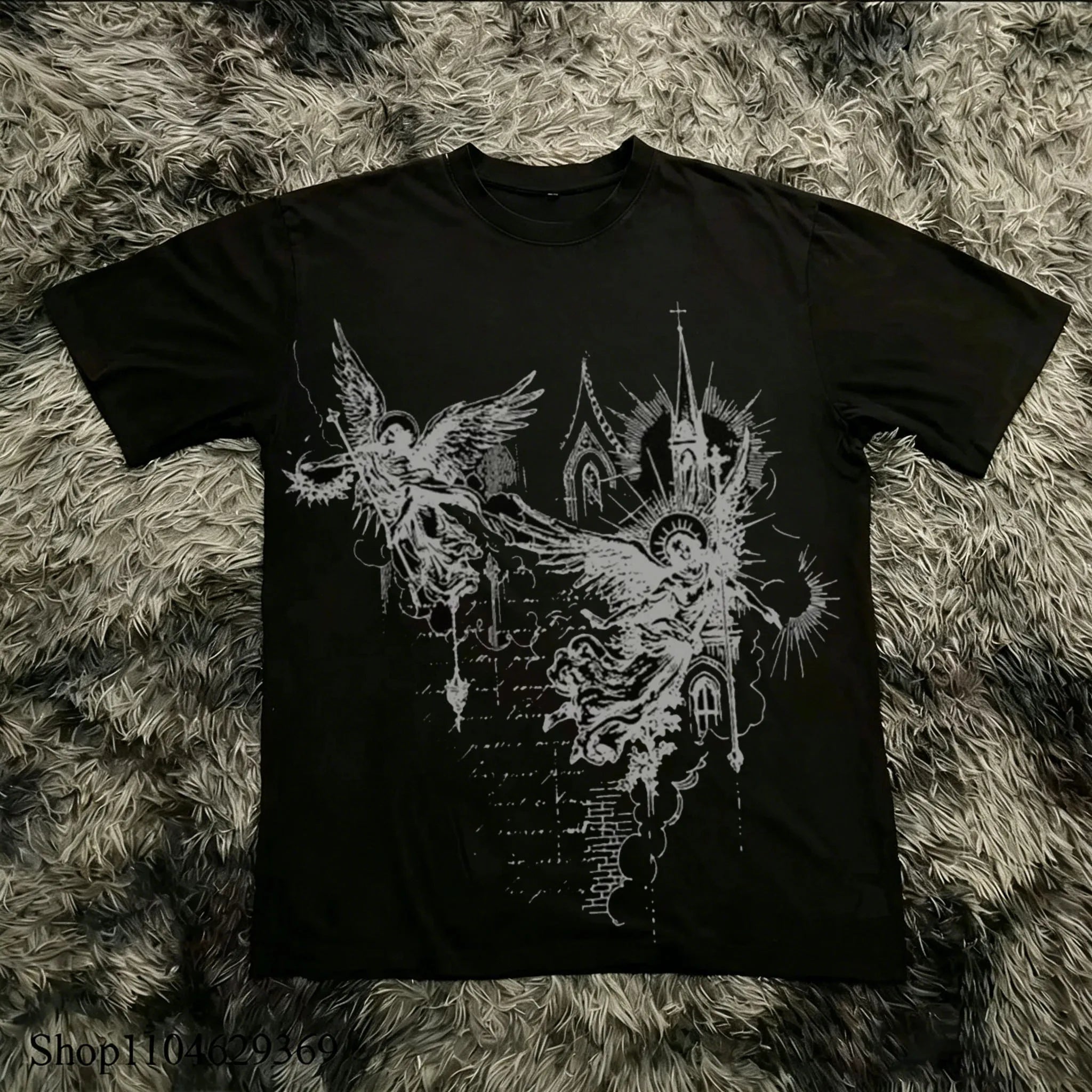 Classic Y2K Gothic Style High Street T-shirt Print Oversized T Shirt Harajuku Round Neck Cotton Tops 2026 Summer Men Women Tops