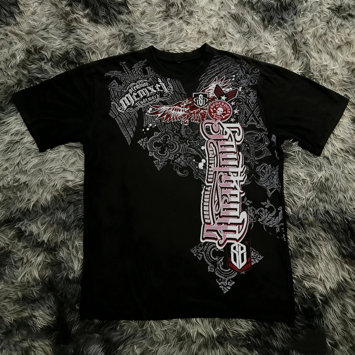 Classic Y2K Gothic Style T-shirt Print Oversized T Shirt High Street Shirts Gothic Round Neck Cotton Tops New Men Women T Shirt