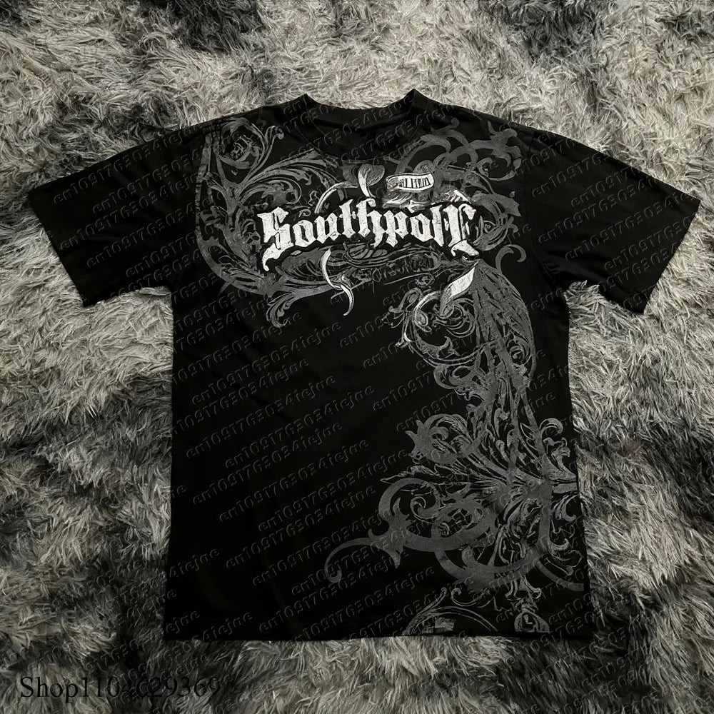 Classic Gothic Style T-shirt Print Oversized T Shirt High Street Shirts Gothic Round Neck  Tops New Mens Women Kid T Shirt