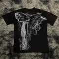 Hot Classic Y2K Gothic Style T-shirt Print Oversized T Shirt High Street Shirts Gothic Round Neck Cotton Tops New Mens Women Tee