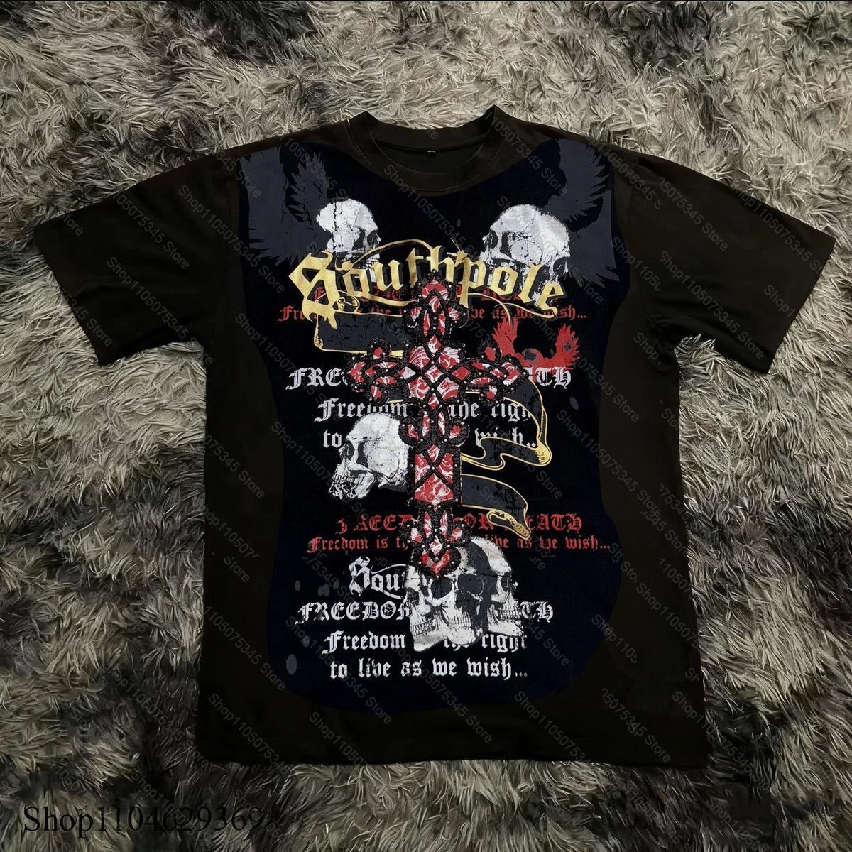 Classic Y2K Gothic Style T-shirt Print Oversized T Shirt High Street Shirts Gothic Round Neck Cotton Tops New Mens Women T Shirt