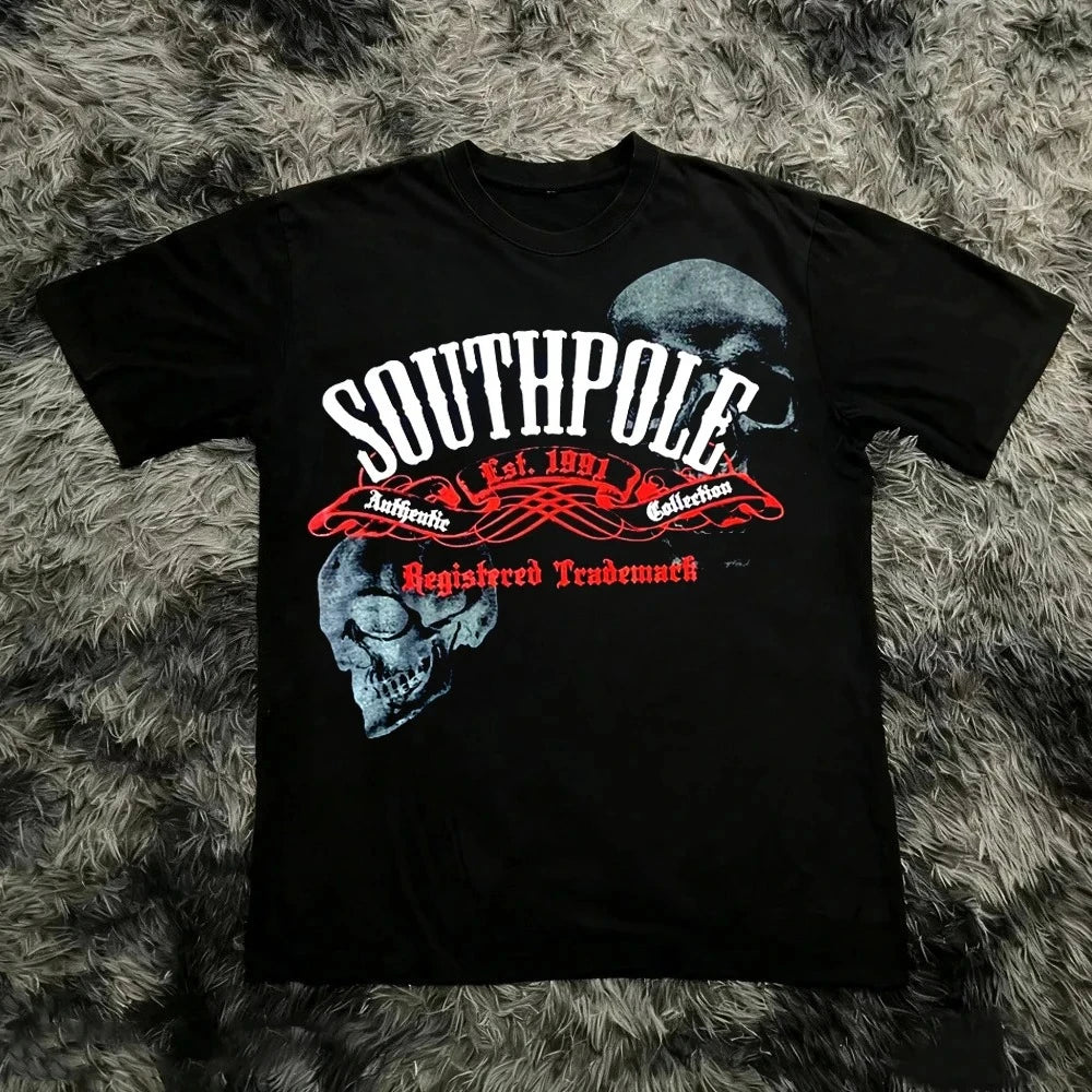 Classic Y2K Gothic Style T-shirt Print Oversized T Shirt High Street Shirts Gothic Round Neck Cotton Tops New Men Women T Shirt