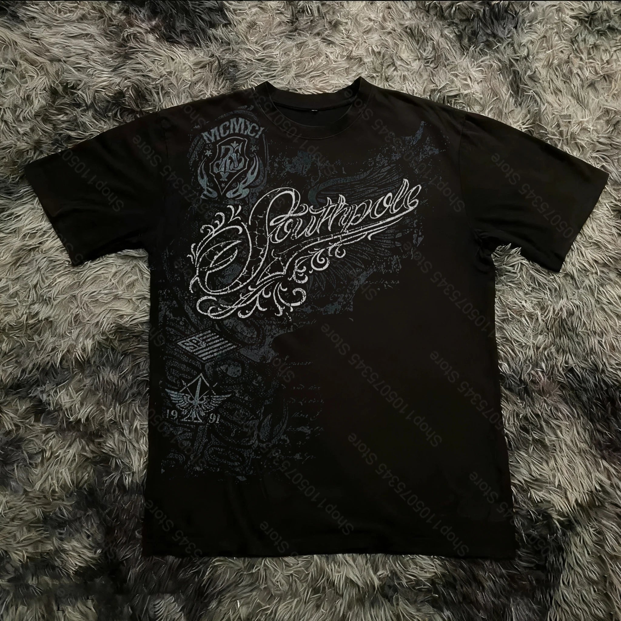 Classic Y2K Gothic Style T-shirt Print Oversized T Shirt High Street Shirts Gothic Round Neck Cotton Tops New Mens Women T Shirt