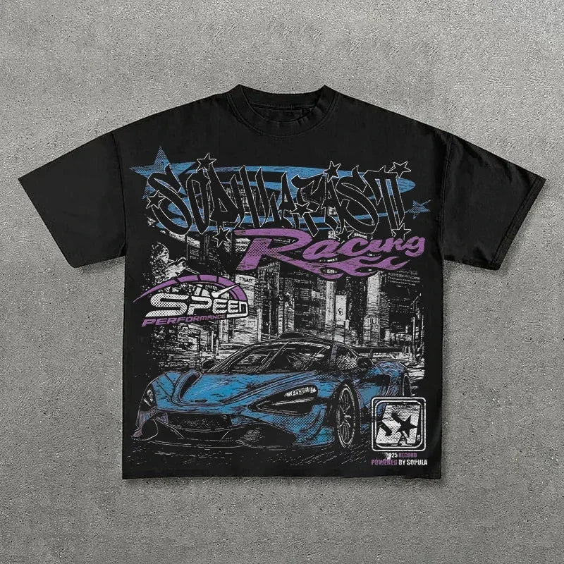 Summer Classic Y2K Gothic Style T-shirt Print Oversized T Shirt High Street Shirts Round Neck Cotton Tops Mens Women T Shirt Tee