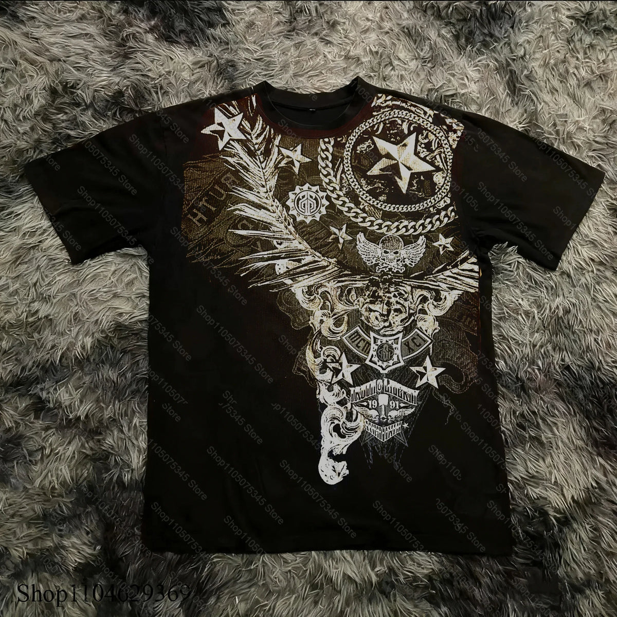 Classic Y2K Gothic Style T-shirt Print Oversized T Shirt High Street Shirts Gothic Round Neck Cotton Tops New Mens Women T Shirt