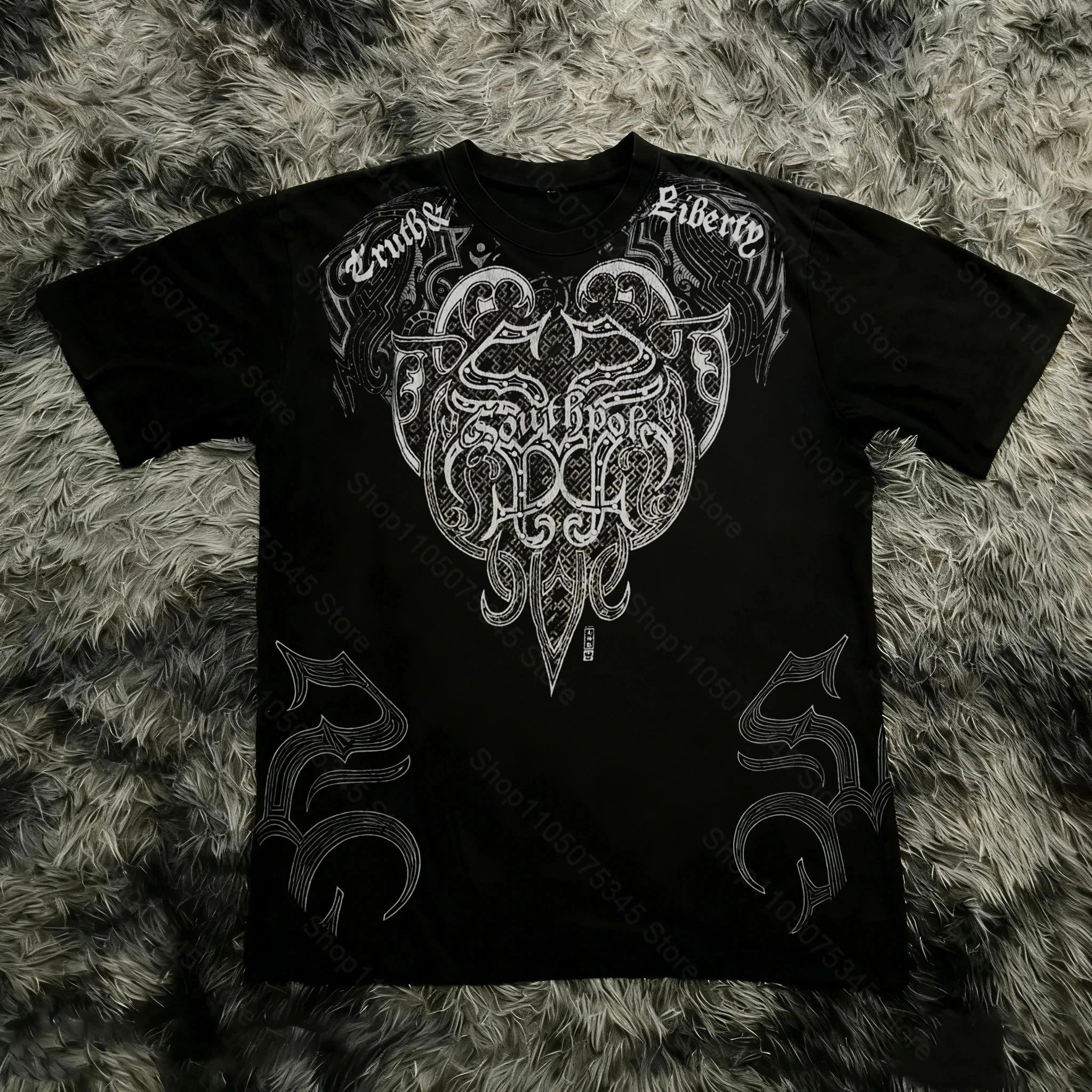 Classic Y2K Gothic Style T-shirt Print Oversized T Shirt High Street Shirts Gothic Round Neck Cotton Tops New Men Women T Shirt
