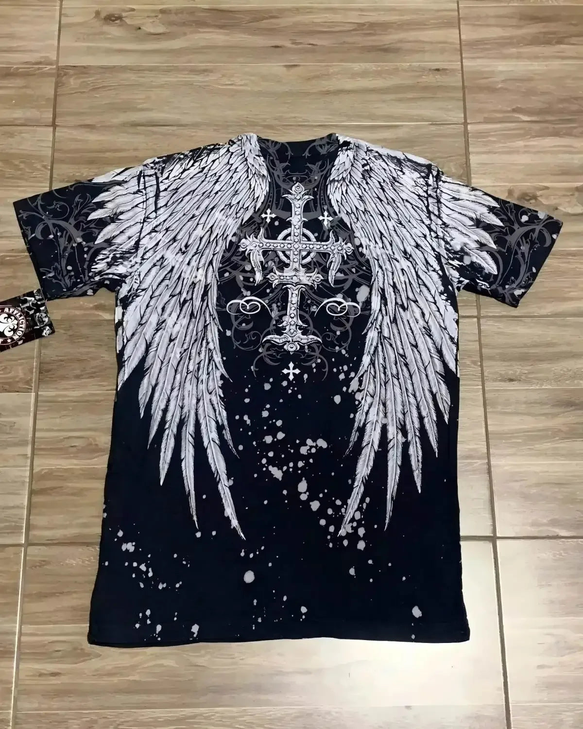 2000s Affliction T-Shirt Vintage Clothing Punk Hip Hop Graphic Print Oversized T Shirt Men Round Neck Cotton Short Sleeve Tops