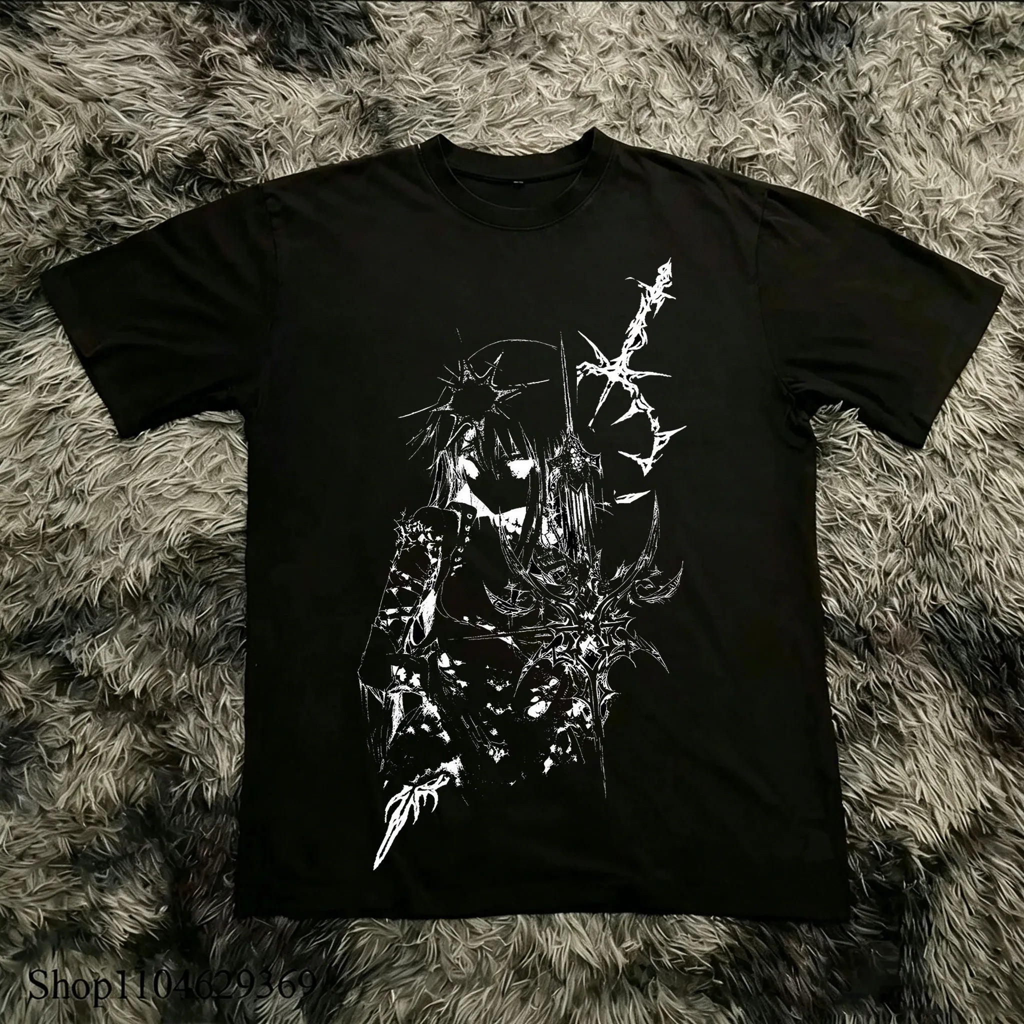 Classic Y2K Gothic Style High Street T-shirt Print Oversized T Shirt Harajuku Round Neck Cotton Tops 2026 Summer Men Women Tops