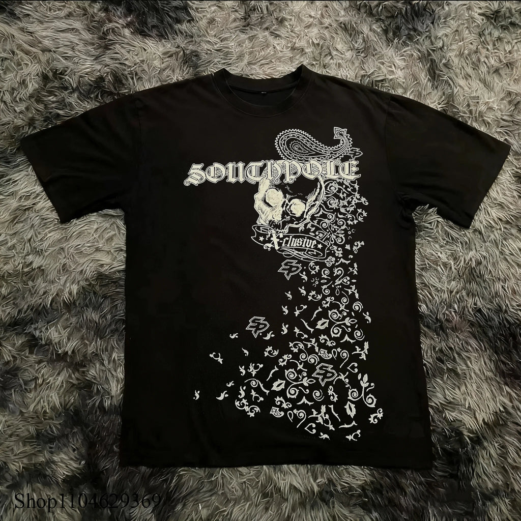 Classic Y2K Gothic Style T-shirt Print Oversized T Shirt High Street Shirts Gothic Round Neck Cotton Tops New Mens Women T Shirt