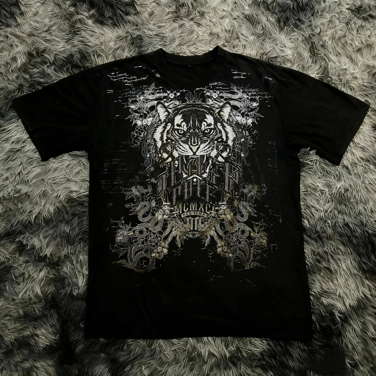 Classic Y2K Gothic Style T-shirt Print Oversized T Shirt High Street Shirts Gothic Round Neck Cotton Tops New Men Women T Shirt