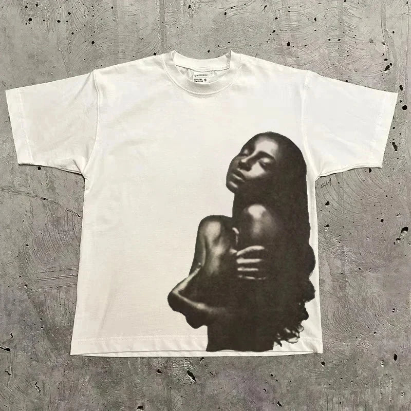 Summer Classic Y2K Gothic Style T-shirt Print Oversized T Shirt High Street Shirts Round Neck Cotton Tops Mens Women T Shirt Tee