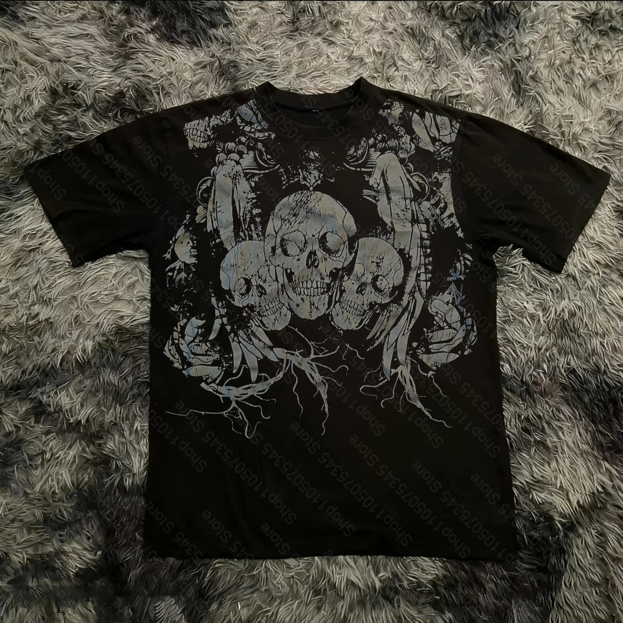 Classic Y2K Gothic Style T-shirt Print Oversized T Shirt High Street Shirts Gothic Round Neck Cotton Tops New Mens Women T Shirt