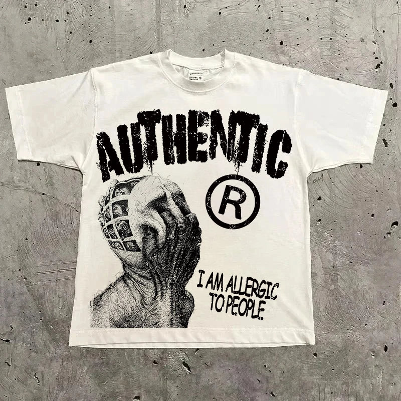 Summer Classic Y2K Gothic Style T-shirt Print Oversized T Shirt High Street Shirts Round Neck Cotton Tops Mens Women T Shirt Tee