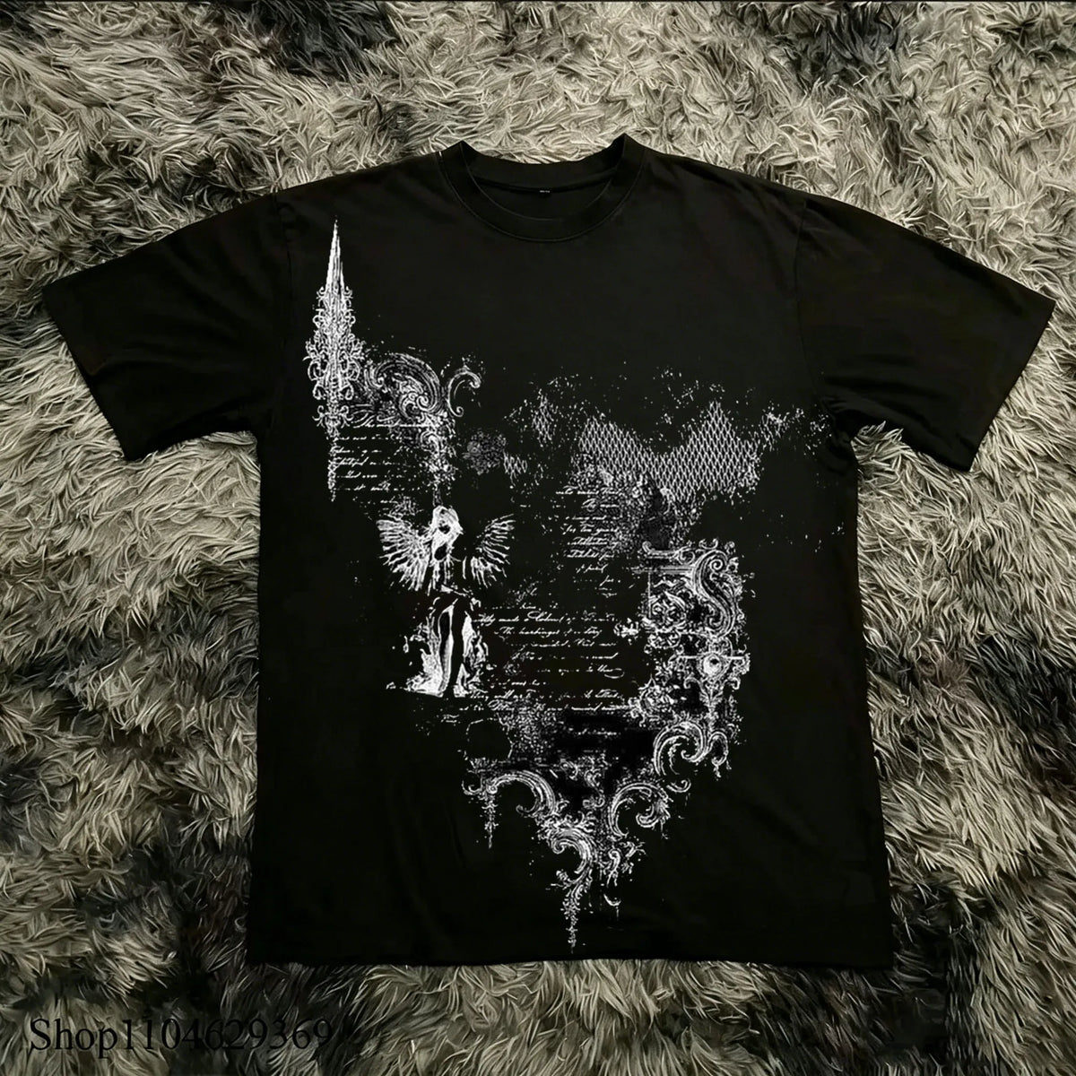Classic Y2K Gothic Style High Street T-shirt Print Oversized T Shirt Harajuku Round Neck Cotton Tops 2026 Summer Men Women Tops