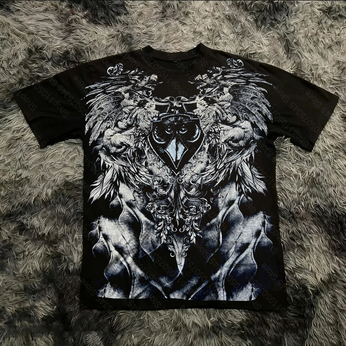 Classic Y2K Gothic Style T-shirt Print Oversized T Shirt High Street Shirts Gothic Round Neck Cotton Tops New Mens Women T Shirt