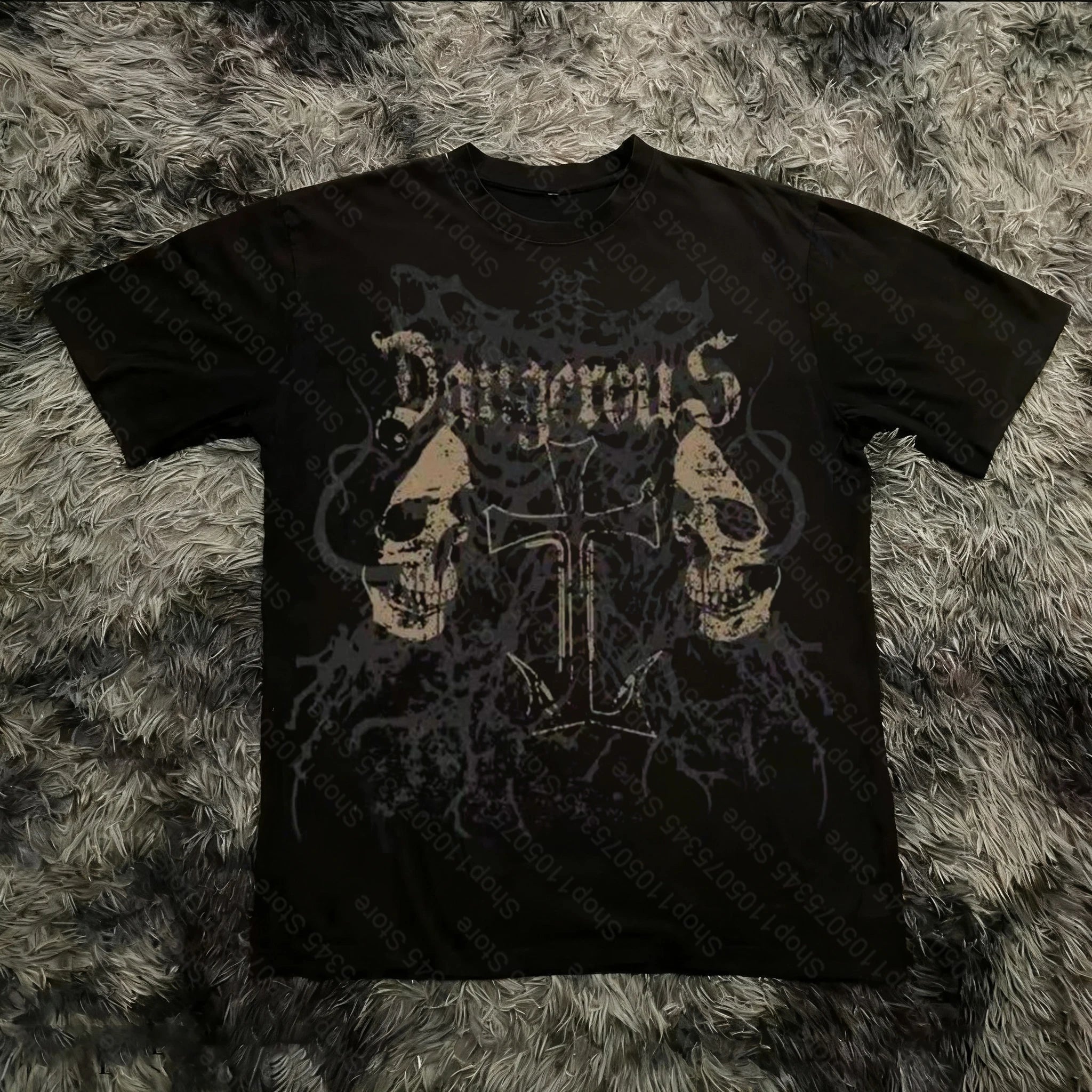 Classic Y2K Gothic Style T-shirt Print Oversized T Shirt High Street Shirts Gothic Round Neck Cotton Tops New Mens Women T Shirt