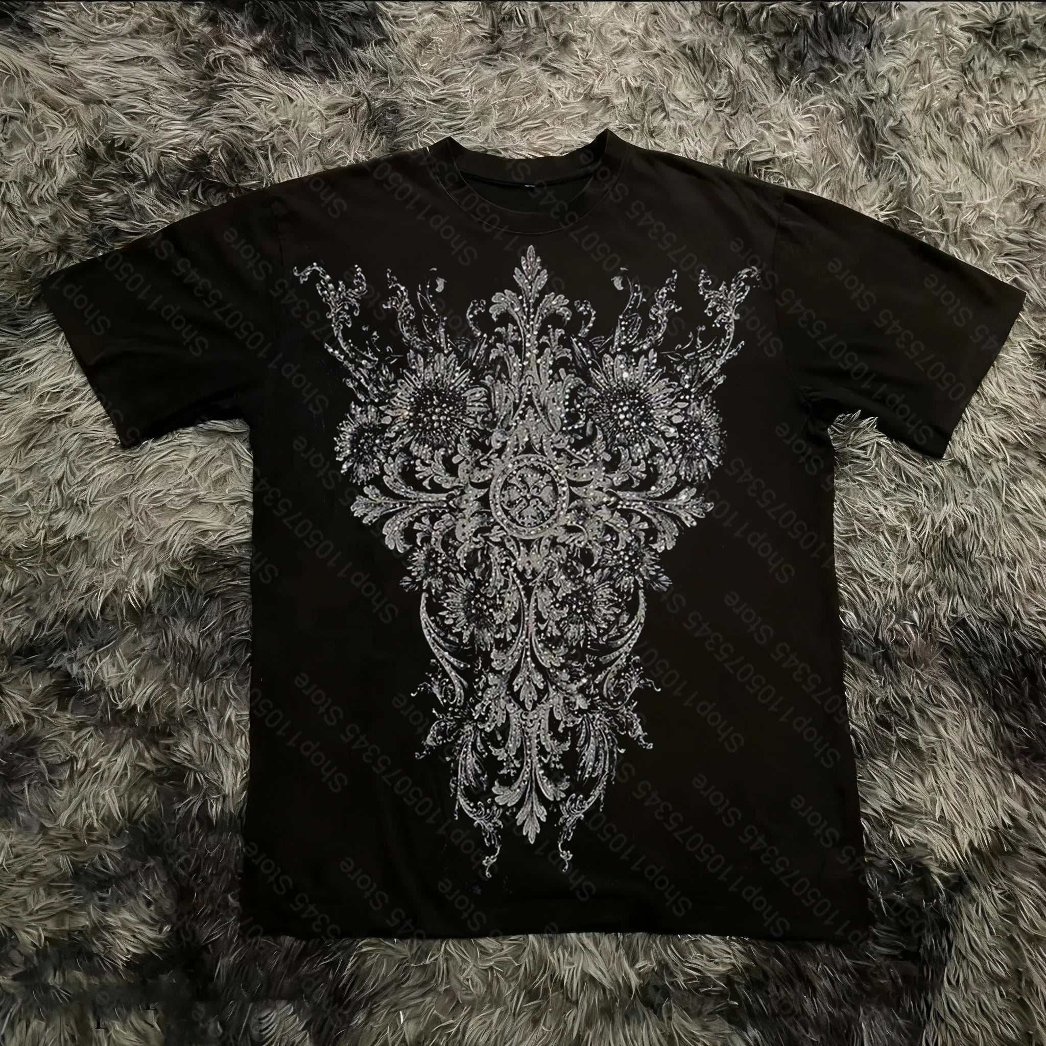 Classic Y2K Gothic Style T-shirt Print Oversized T Shirt High Street Shirts Gothic Round Neck Cotton Tops New Mens Women T Shirt