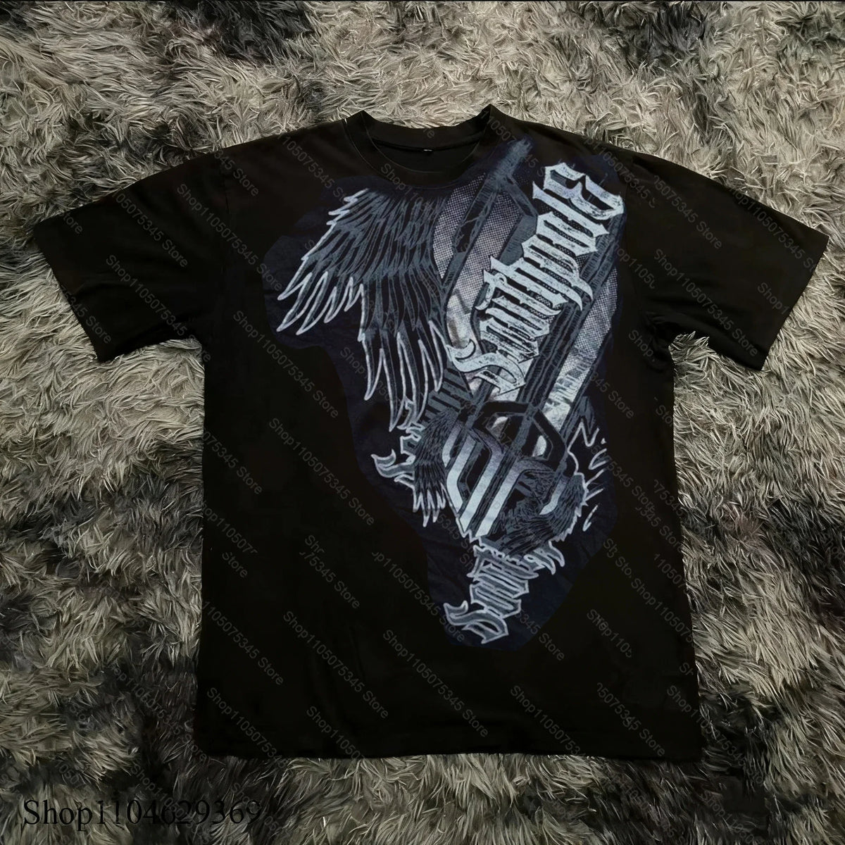 Classic Y2K Gothic Style T-shirt Print Oversized T Shirt High Street Shirts Gothic Round Neck Cotton Tops New Mens Women T Shirt